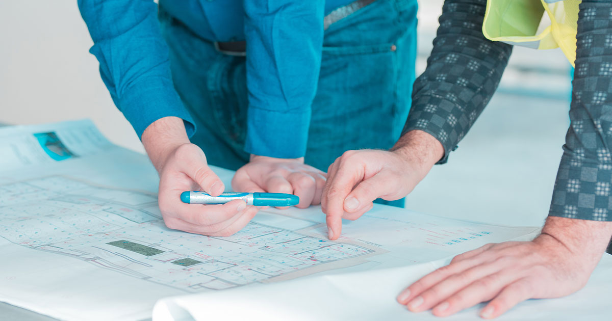 Blueprint with location notes